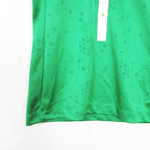 プーマ PUMA ポロシャツ 半袖 スキッパー ストレッチ 光沢 S グリーン ホワイト af1978 レディース_画像6