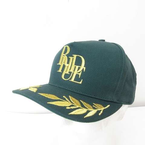 RHUDE ルード 近年モデル 美品 キャップ ロゴ刺繍 USA製 6パネル 帽子 グリーン 緑 F メンズ