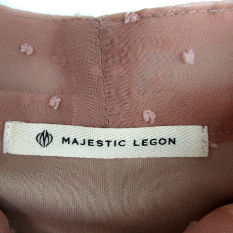 マジェスティックレゴン MAJESTIC LEGON ブラウス カットソー 長袖 ボウタイ ドット柄 シースルー F ピンクベージュ /SM18 ■MO レディース_画像4