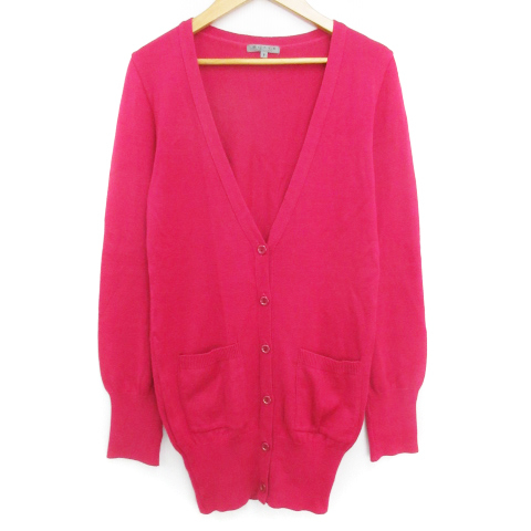  black bai Moussy BLACK by moussy knitted cardigan long height plain wool .F pink /FF34 lady's 