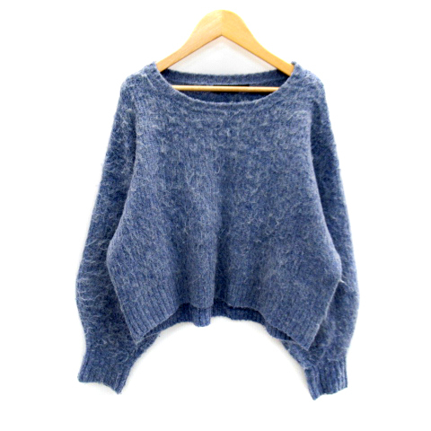  Heather Heather вязаный свитер длинный рукав раунд шея большой размер F синий голубой /SY29 женский 