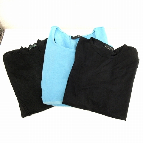 アツロウタヤマ カットソー Tシャツ ニット セーター カーディガン 3点セット 半袖 長袖 無地 ボーダー 黒 ブラック 青 ブルー 36_画像1