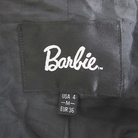 バービー Barbie ジャケット 五分袖 コットン レーヨン ボタン M ブラック af2004 レディース_画像6