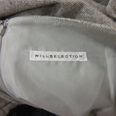 ウィルセレクション WILLSELECTION ワンピース ひざ丈 七分袖 ウール ツイード 0 グレー /YI レディース_画像6