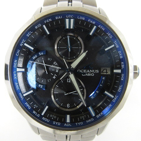 カシオ オシアナス 腕時計 アナログ タフソーラー クロノグラフ デイト OCW-S3000-1AJF 文字盤 青 ブルー ウォッチ SM1 ジャンク