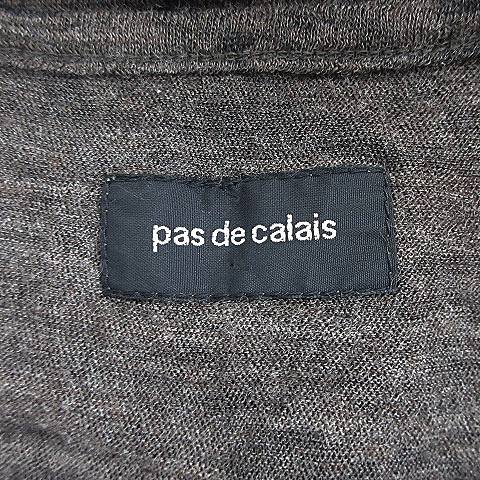 パドカレ pas de calais カットソー 長袖 Vネック 薄手 ウール 総柄 38 茶 ブラウン トップス /BT レディース_画像6