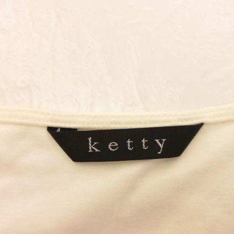 ケティ KETTY カットソー 半袖 ストレッチ オフホワイト 白 M *A433 レディース_画像3