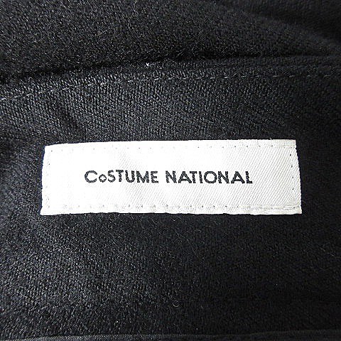  Costume National pants strut Zip fly roll up wool plain 40 black black bottoms /BT lady's 