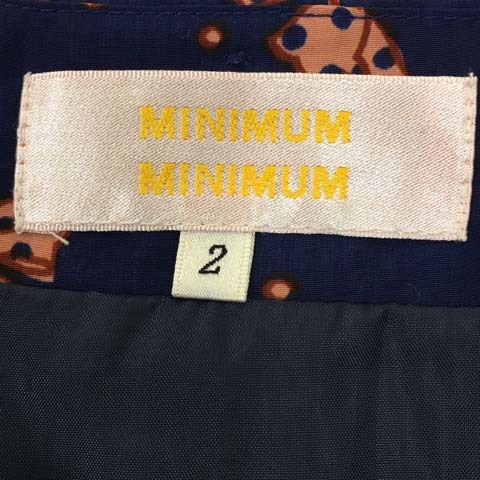ミニマム MINIMUM ワンピース フレア ミニ 総柄 フリル リボン ビジュー 半袖 2 紺 ピンク ネイビー レディースの画像5