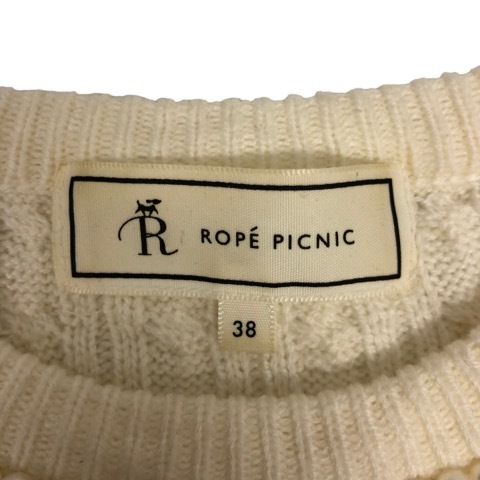 ロペピクニック ROPE Picnic ニット セーター 長袖 クルーネック ワンポイント ビーズ装飾 38 アイボリー ※MZ レディース_画像3