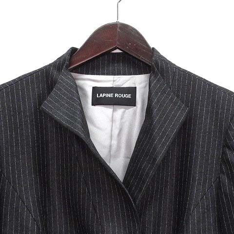 lapi-n rouge LAPINE ROUGE wool flano pinstripe jacket charcoal gray 15 made in Japan large size lady's 