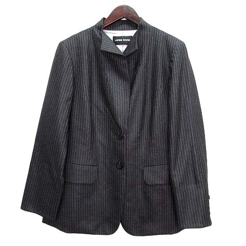lapi-n rouge LAPINE ROUGE wool flano pinstripe jacket charcoal gray 15 made in Japan large size lady's 