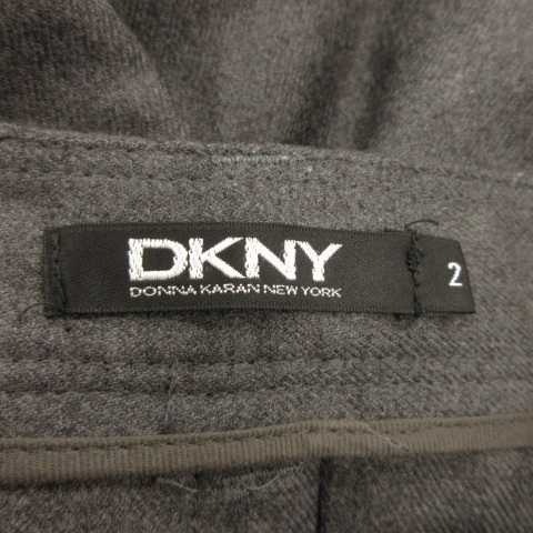 ダナキャランニューヨーク DKNY スカート フレア タック ひざ丈 ウール 切替 配色 バイカラー 2 グレー /AO24 ☆ レディース_画像6