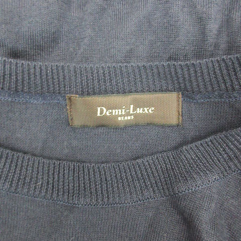 デミルクス ビームス Demi-Luxe BEAMS ニット カットソー 長袖 ラウンドネック カシミヤ混 ネイビー 紺 /YM36 レディース_画像4