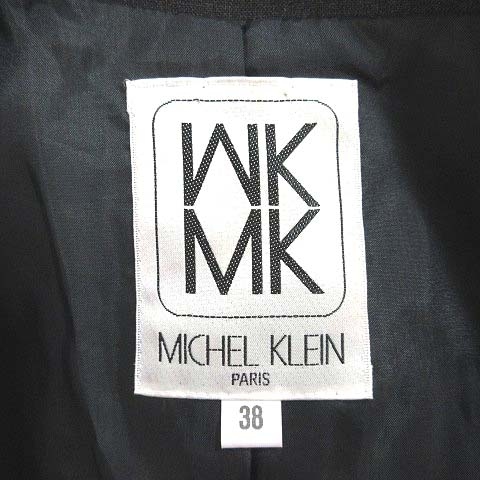 エムケー ミッシェルクラン MK MICHEL KLEIN テーラードジャケット シングル ロング 総裏地 ウール 38 黒 ブラック /CT ■MO レディース_画像6