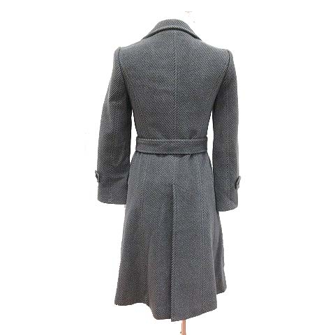  Comme Ca Du Mode coat shawl color diagonal stripe wool Anne gola. total lining waist Mark 5 charcoal gray #MO lady's 