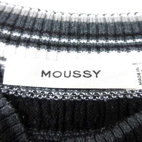  Moussy moussy One-piece knitted long border long sleeve F gray /MN lady's 