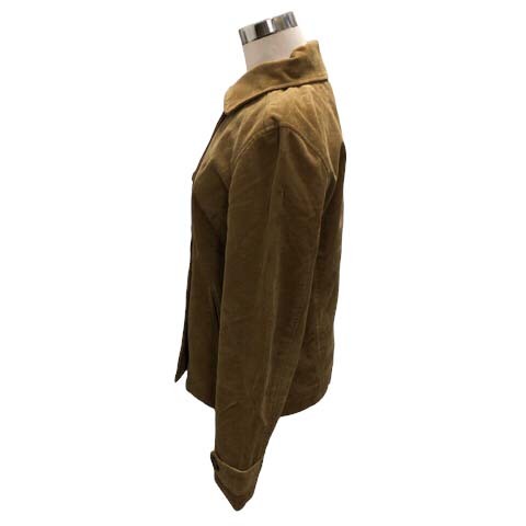  I I.M ke- Michel Klein coat jacket outer corduroy lining plain long sleeve 38 tea beige red *MZ lady's 
