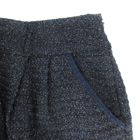  jewel change z Arrows tweed skirt tight Mini side fastener tuck lame wool thick 36 navy blue navy lady's 