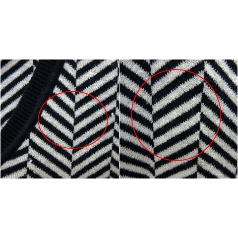  Le Ciel Bleu LE CIEL BLEU knitted the best V neck herringbone pattern pull over wool 38 black black beige /YS16 lady's 