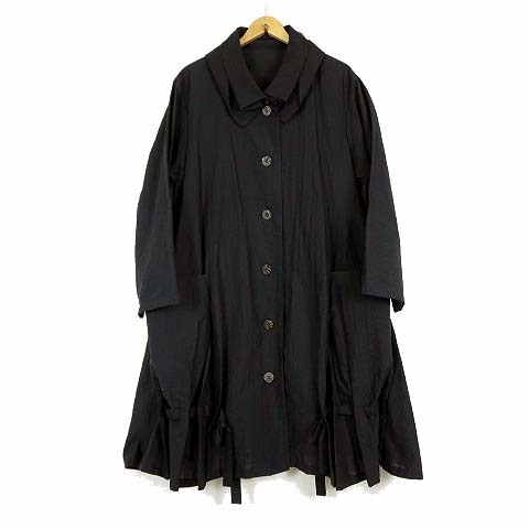 未使用品 ジウ 慈雨 センソユニコ Senso unico コート ロングコート 羽織り 変形襟 ハリ感 L 40 黒 ブラック 美品 レディース