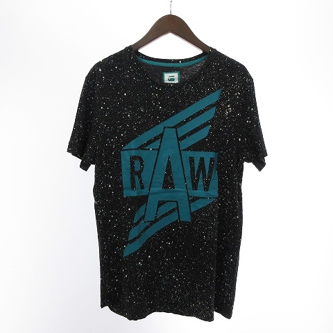 ジースターロウ G-Star RAW DUO SPLATTER ROUND NECK T-SHIRT Tシャツ 半袖 クルーネック プリント スパッタリング コットン 黒 ブラック M_画像1