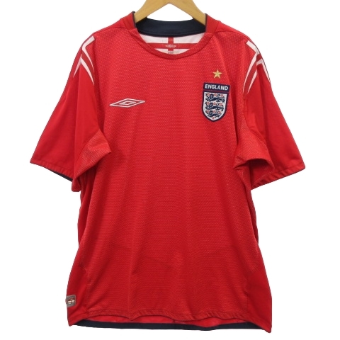アンブロ UMBRO 00s イングランド代表 サッカー フットボール Tシャツ アウェイ ユニフォーム カットソー 半袖 赤系 レッド M ■GY12_画像1