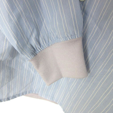 まとめ買い】 グレー ブルー ストライプ 異素材 長袖 シャツ タグ付き