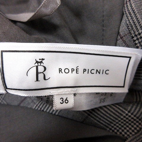 ロペピクニック ROPE Picnic パンツ スラックス グレンチェック 麻混 リネン混 36 グレー /RT レディース_画像5