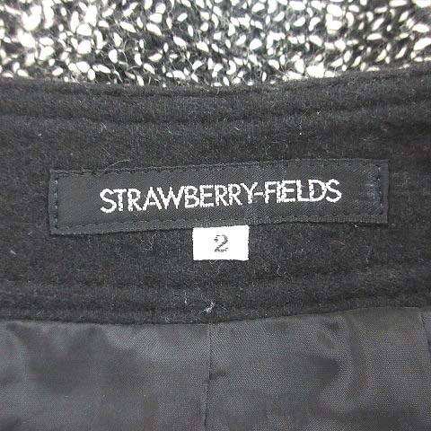 ストロベリーフィールズ STRAWBERRY-FIELDS 台形スカート ミニ ツイード ウール 切替 2 黒 ブラック /CT レディース_画像6