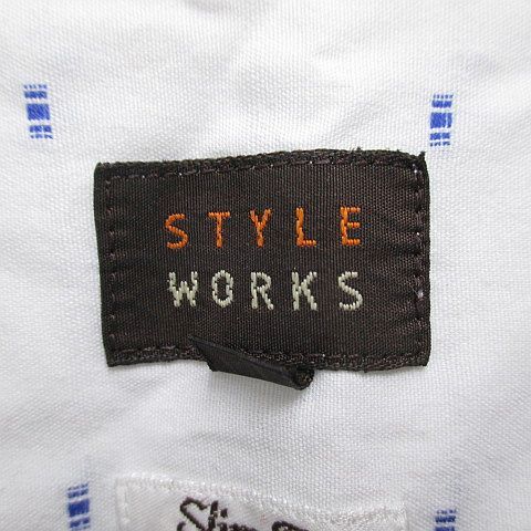 スタイルワークス STYLE WORKS 水玉 ドット 長袖 シャツ ボタンダウン LL 白系 ホワイト 日本製 胸ポケット 綿 コットン メンズ_画像3