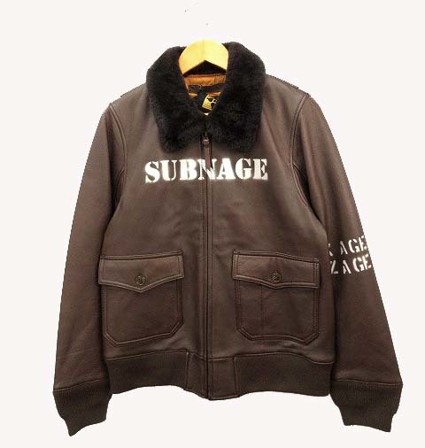 未使用品 サブサエティ SUBCIETY G-1 with HOUSTON ヒューストン フライトジャケット ステンシル 羊革 ブラウン S 38R メンズ_画像1