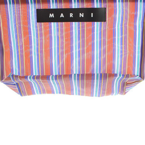 マルニ MARNI フラワーカフェ ストライプ トートバッグ ハンドバッグ ロゴ 赤 レッド 青 ブルー /SR12 レディースの画像4