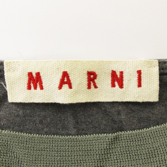 マルニ MARNI カットソー 五分袖 異素材 切替 コットン バイカラー グレー 38 トップス ■GY06 レディース_画像5