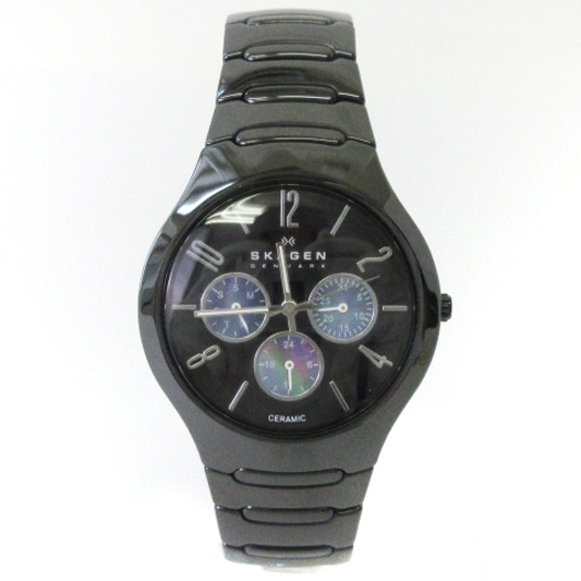 スカーゲン SKAGEN 良品 Functional Black Ceramic 腕時計 クォーツ 817SXBC1 セラミック ブラック メンズ