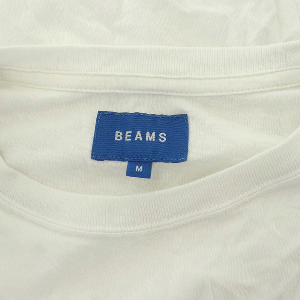  Beams BEAMS big T-shirt short sleeves crew neck . pocket badge M white white /MY #GY03 men's 