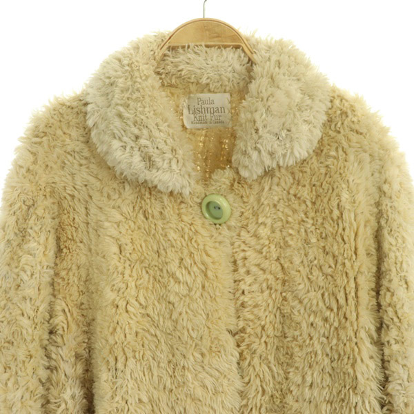 ポーラリシュマン Paula Lishman Knit Fur ニットファーコート ビーバーファー ハンドメイド M バニラ アイボリー /MY ■GY09 レディース_画像4