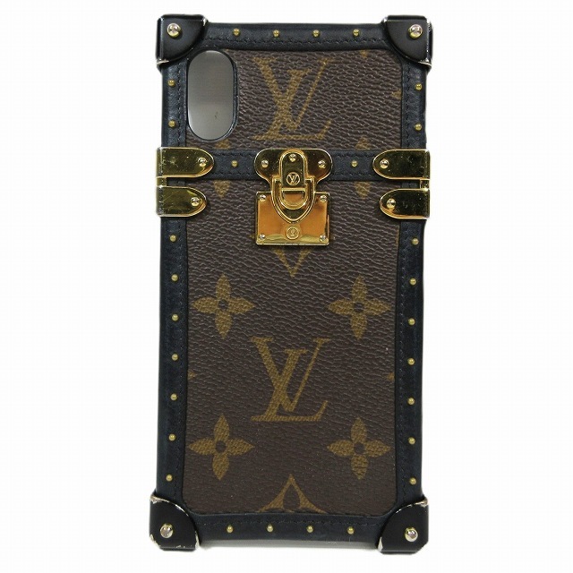 ルイヴィトン LOUIS VUITTON モノグラム アイトランク スマホケース iPhone X/Xs ダークブラウン ブラック/5♪B8 メンズ レディース_画像1