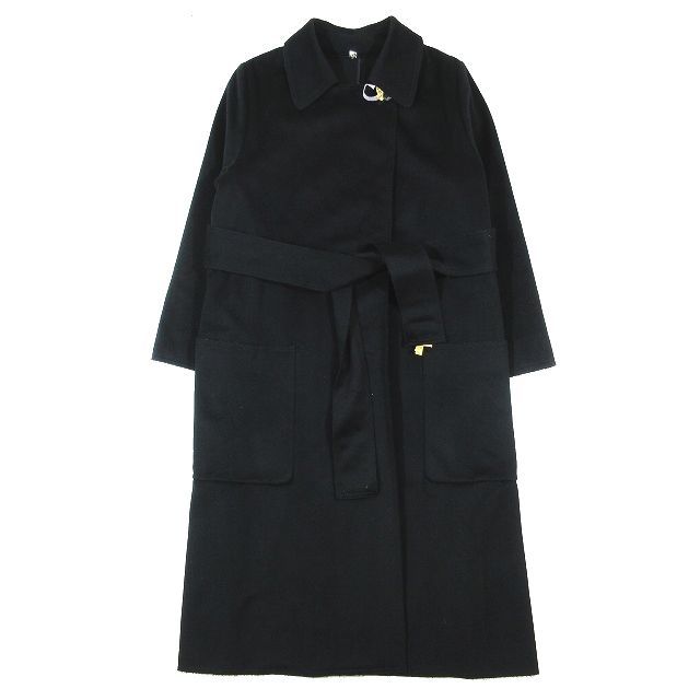 N_8en Neo to wool turn-down collar coat jacket long height belt attaching outer size 42 black black lady's 