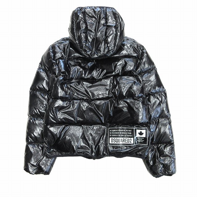 極美品 21aw ディースクエアード DSQUARED2 グロッシーパファージャケット Glossy Puffer Jacket シャイニー ダウン 46 ブラック メンズ_画像2