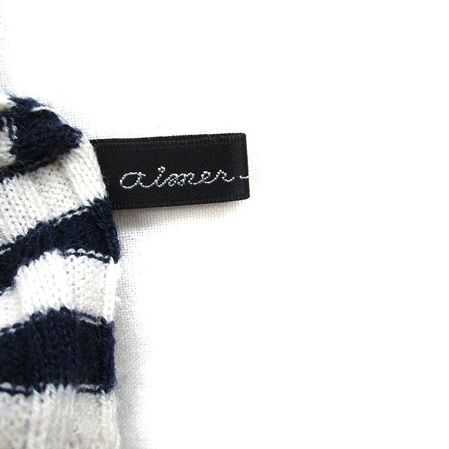 emeru Mu aimer le mieux rib knitted sweater long sleeve bottleneck border F navy navy blue /KT3 lady's 