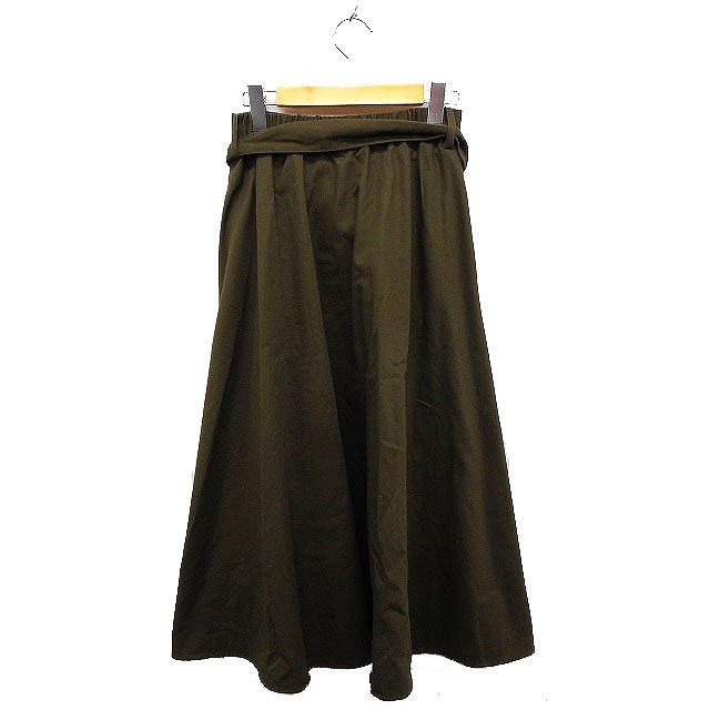  Journal Standard re dragon mrelume flair skirt Work skirt long maxi height belt plain cotton 36 khaki /FT31 lady's 
