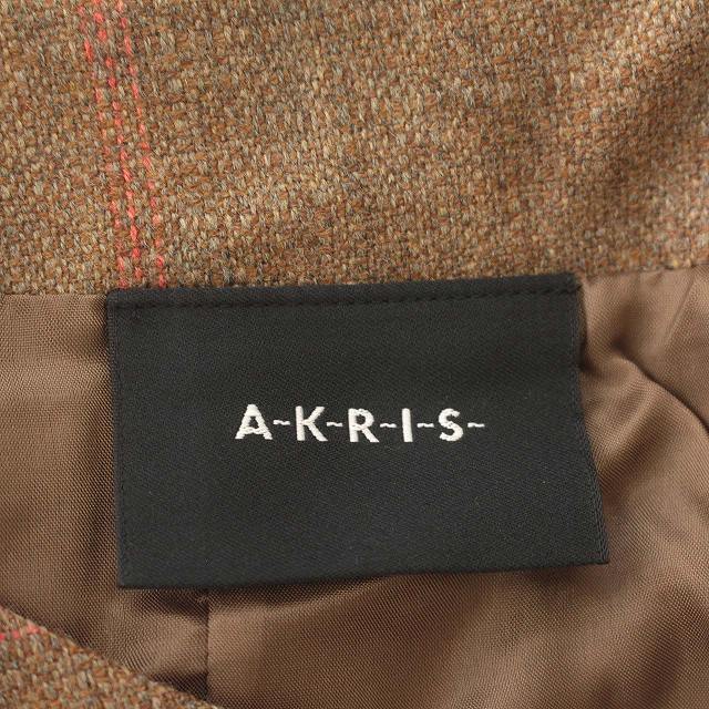 アクリス AKRIS スカート ウール チェック ひざ丈 台形スカート 38 M 茶 ブラウン /☆G ■GY99 レディース_画像3