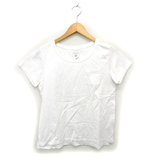 オペークドットクリップ OPAQUE.CLIP カットソー Tシャツ ボートネック コットン 綿 透け感 半袖 L 白 ホワイト /NT14 レディース_画像1