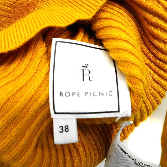 ロペピクニック ROPE Picnic ニット カットソー リブ Vネック ハイゲージ 長袖 38 黄 イエロー /NT27 レディース_画像3