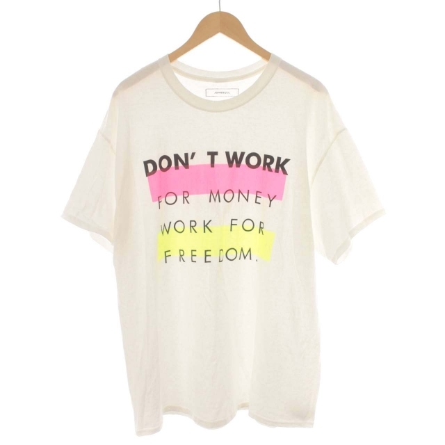 ジョンブル JOHNBULL Don't Work Tシャツ プリント クルーネック 半袖 ビックシルエット L 白 ホワイト /DK メンズ_画像1
