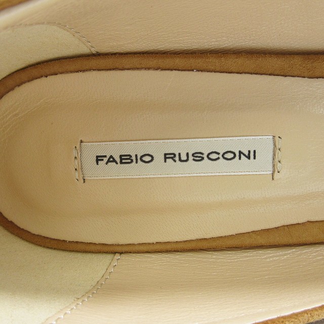 ファビオルスコーニ FABIO RUSCONI パンプス ポインテッドトゥ チャンキー ミドルヒール シューズ 38 キャメル/6▲B8 レディース_画像6