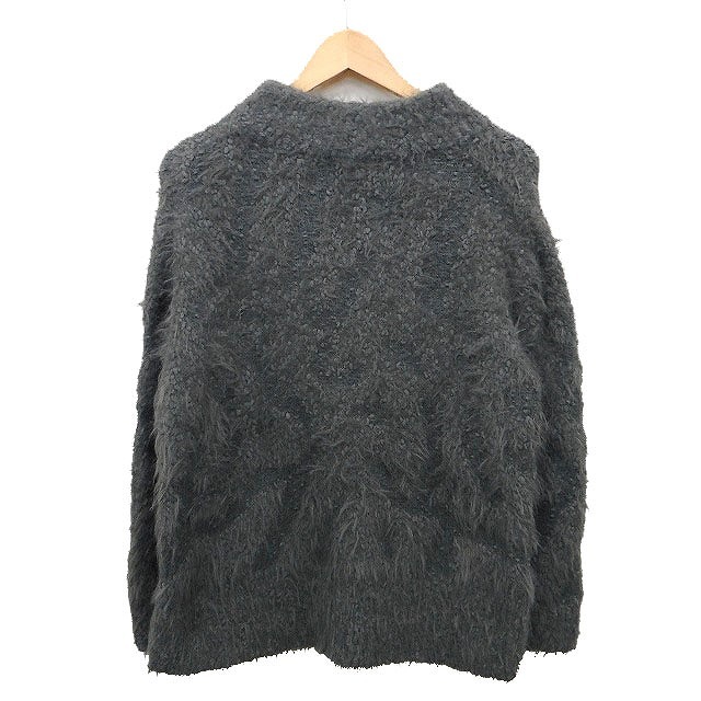  tiger zo Don naTorrazzo Donna shaggy knitted sweater simple long tail long sleeve mok neck charcoal ash /HT22 lady's 