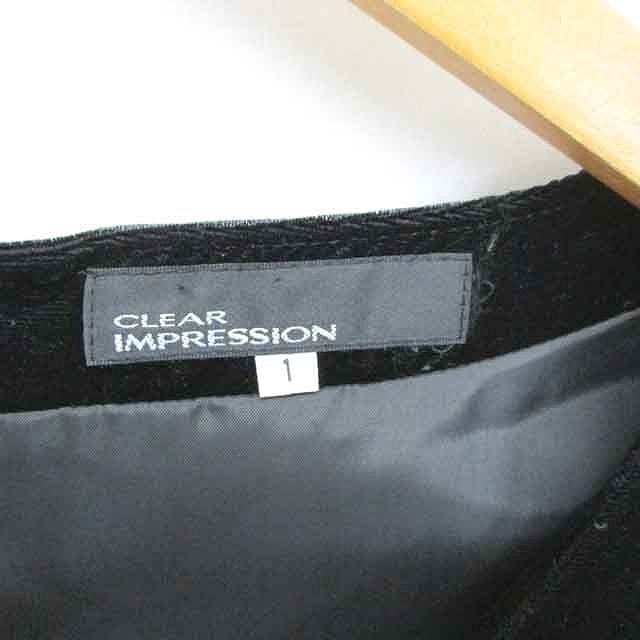クリアインプレッション ワンピース ベロア ロング Aライン プルオーバー キャップスリーブ 半袖 1 黒 ブラック /TT20_画像3
