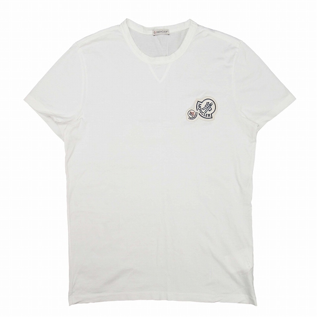 18ss モンクレール MONCLER デカロゴ ワッペン Tシャツ 半袖 クルーネック カットソー MAGLIA T-SHIRT S 白 D10918032500/A08/メンズ